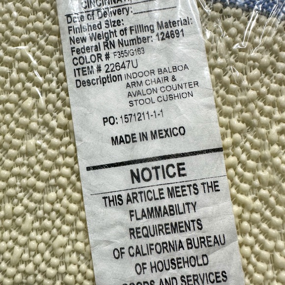 NEW Serena & Lily Balboa Rattan Armchair Cushion-Perennials Coastal Blue - Picture 3 of 3